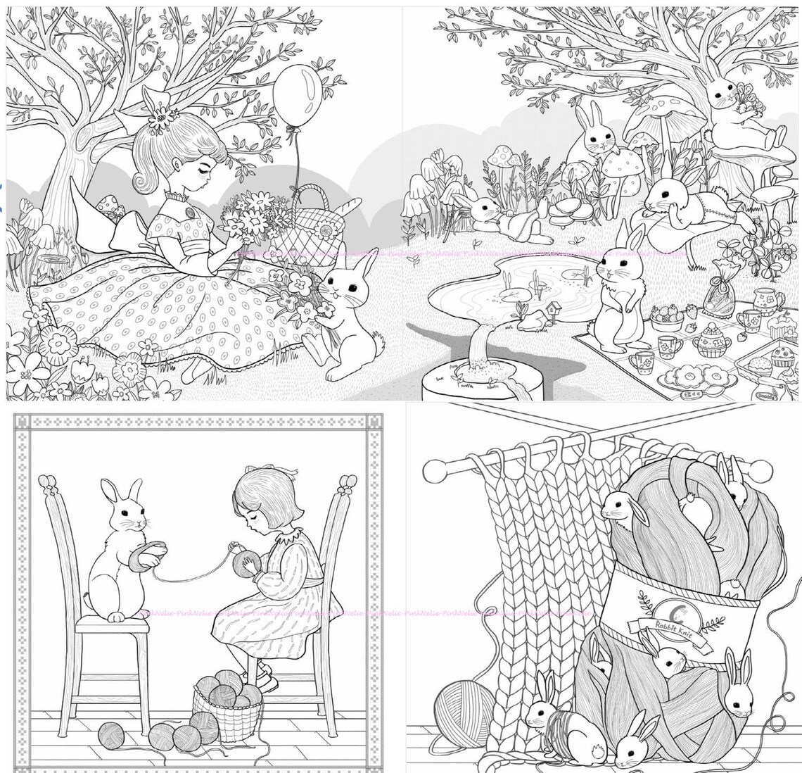 Bunny Girl Coloring Book Etsy