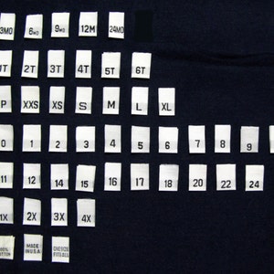 Woven Clothing Sewing Labels, Size Tags - MIX and MATCH