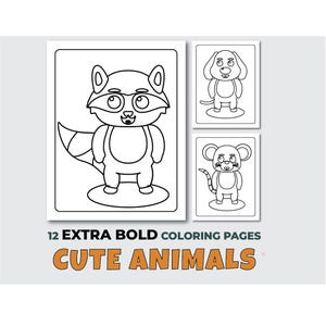 12 Cute Animal Coloring Pages for Kids | Premium Animal Coloring | Printable Toddler Coloring Sheets | Letter Size PDF Download