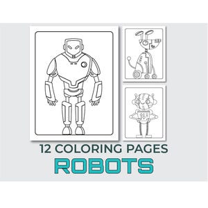 12 Fun Robot Coloring Pages for Kids & Adults | Pixel-Perfect Printable Art | Clean Lines, Sharp Details, Instant Digital Download
