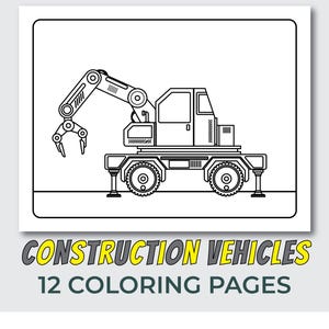 Construction Coloring Pages for Kids | Dump Truck, Excavator, Crane | Printable Activity