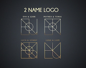 Custom Couple Name Logo, Minimal Monogram Tattoo Design (Digital)