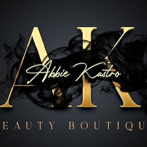 Logo acquerello nero oro, logo bellezza, logo fumo, logo glitter oro, logo trucco oro, logo unghie, logo ciglia, logo truccatore