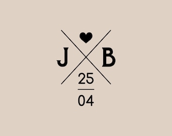 Customizable Wedding Monogram Logo, Elegant Minimalist Design (Digital)
