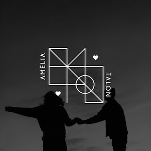 Monograma de casal para design de logotipo de nome de casamento, logotipo de nome personalizado, logotipo de letra minimalista de casamento, logotipo de tatuagem de monograma Tiktok personalizado