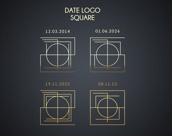 Logo de dessin au trait date personnalisé | Cadeau d'anniversaire géométrique (conception numérique)