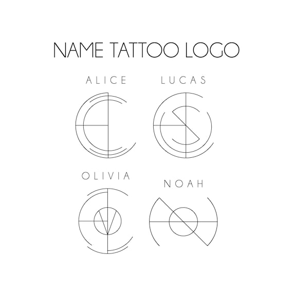 Custom Name Logo Tattoo Design, Minimalist Monogram Logo, Geometric Letter Art, TikTok Name Icon, Personalized Name Branding