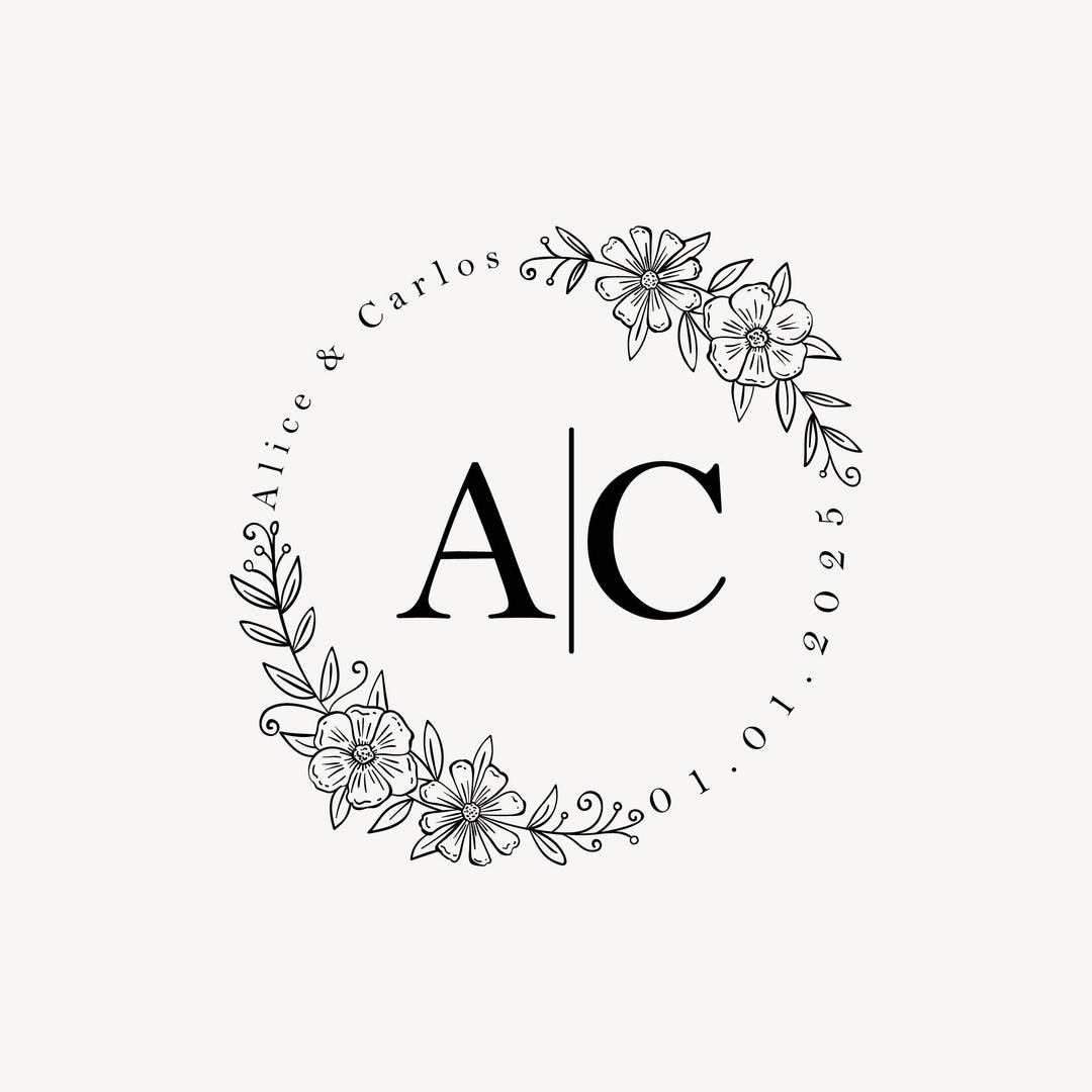 Custom Floral Wedding Monogram Logo, Couple Initials (digital SVG) - Etsy