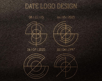 Logo date personnalisé, logo date pour tatouage, logo minimaliste, tatouage date, logo monogramme, logo date Tiktok, logo géométrique, création artistique date