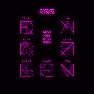 Logotipo de nome neon, design de tatuagem de logotipo de nome personalizado, logotipo pronto, logotipo minimalista, logotipo de letra, logotipo de nome do Tiktok, logotipo, design de logotipo de nome de tatuagem