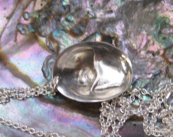 Seashell tiny SLIPPER SHELL sterling silver necklace