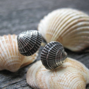 double seashell fan shell mermaid open ring sterling silver fits size 8.5 to 9.5 image 5