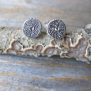 TREE RING earrings WOODGRAIN earrings, faux bois sterling silver 5th anniversary giftwood anniversary gift image 2