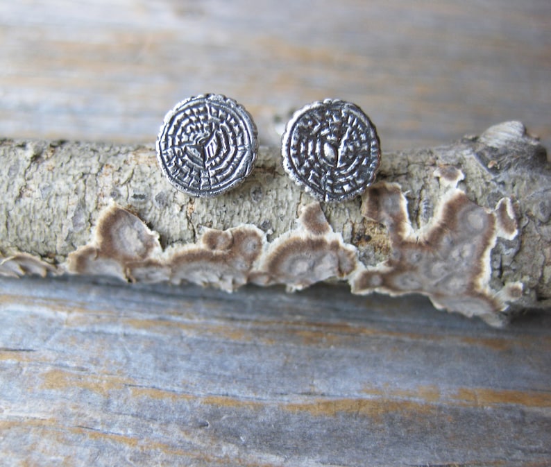 TREE RING earrings WOODGRAIN earrings, faux bois sterling silver 5th anniversary giftwood anniversary gift image 2