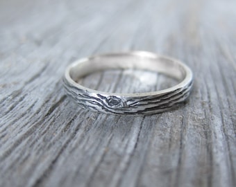 woodgrain womens wedding ring DRIFTWOOD sterling custom size Made To Order