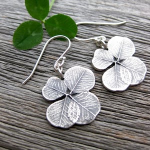 SHAMROCK lucky 4 leaf clover earrings, sterling silver St. Patrick's Day earrings, good luck image 4
