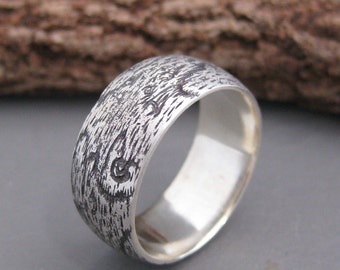 WIDE woodgrain ring BIRDSEYE MAPLE 8mm sterling Made To Order