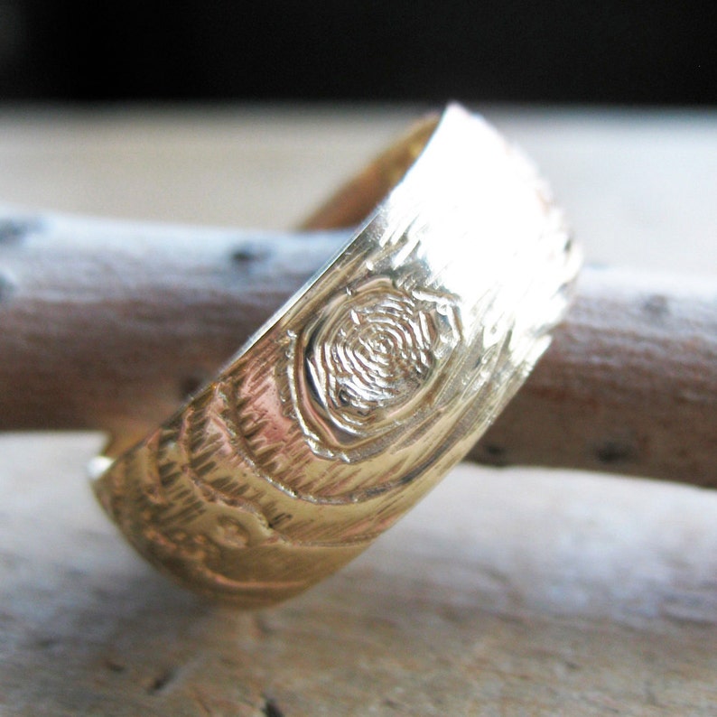 Mens Wedding Band GOLD Wood Grain Ring Plywood 14 Kt Yellow Etsy
