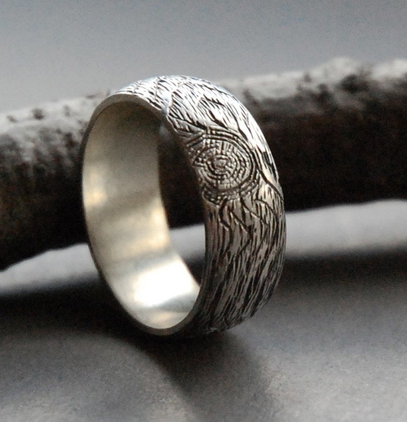 Branch ring mens woodgrain ring KNOTTY PINE sterling silver Made to Order image 4