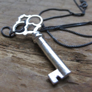 Large skeleton key necklace solid silver