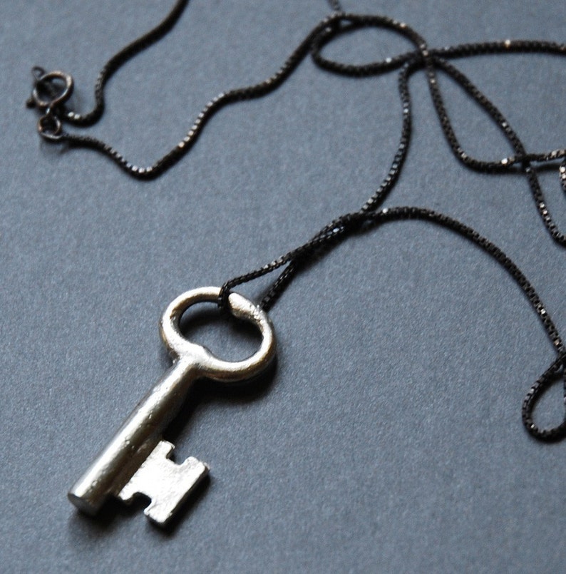 solid silver skeleton key necklace Made To Order image 4