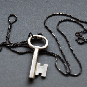 solid silver skeleton key necklace Made To Order image 3