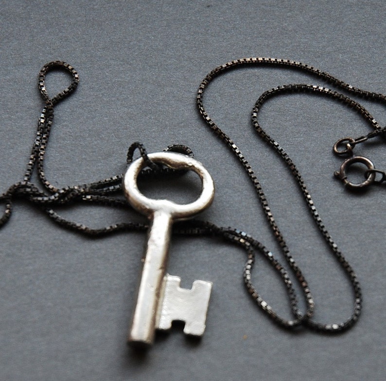 solid silver skeleton key necklace Made To Order image 3