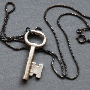 solid silver skeleton key necklace- Made To Order