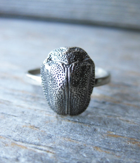 SCARAB Ring Real Insect Jewelry Bug Ring Oxidized Sterling Silver