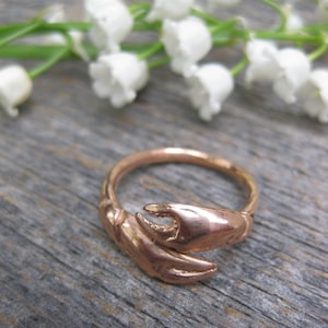 rose GOLD crab ring CLAW adjustable bypass ring sz 6 to 9 made to order cancer zodiac image 7