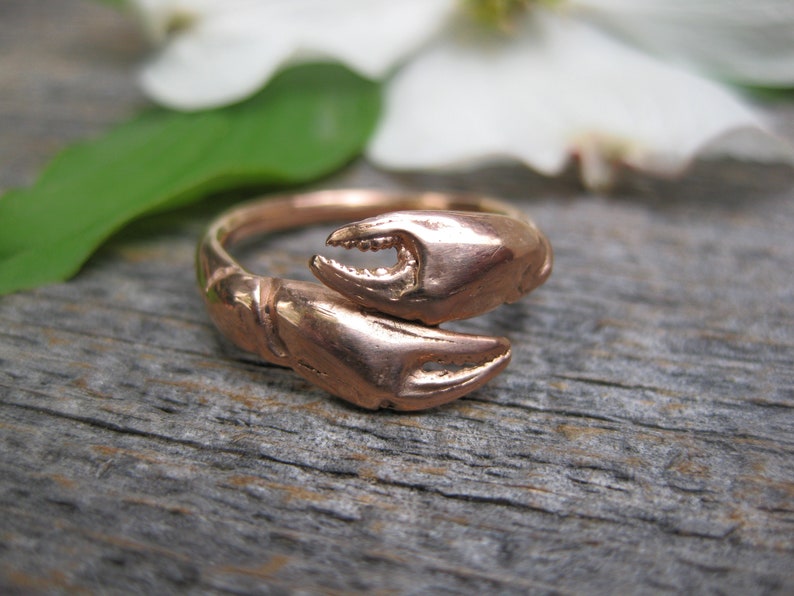 rose GOLD crab ring CLAW adjustable bypass ring sz 6 to 9 made to order cancer zodiac image 6