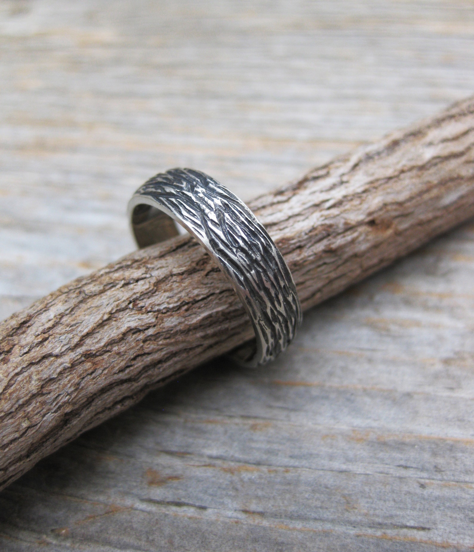 5mm OAK Wood Grain Wedding Band Sterling Silver Woodgrain Etsy