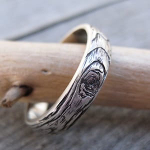 woodgrain ring MEDIUM PLYWOOD 5mm width made to order sterling silver image 1