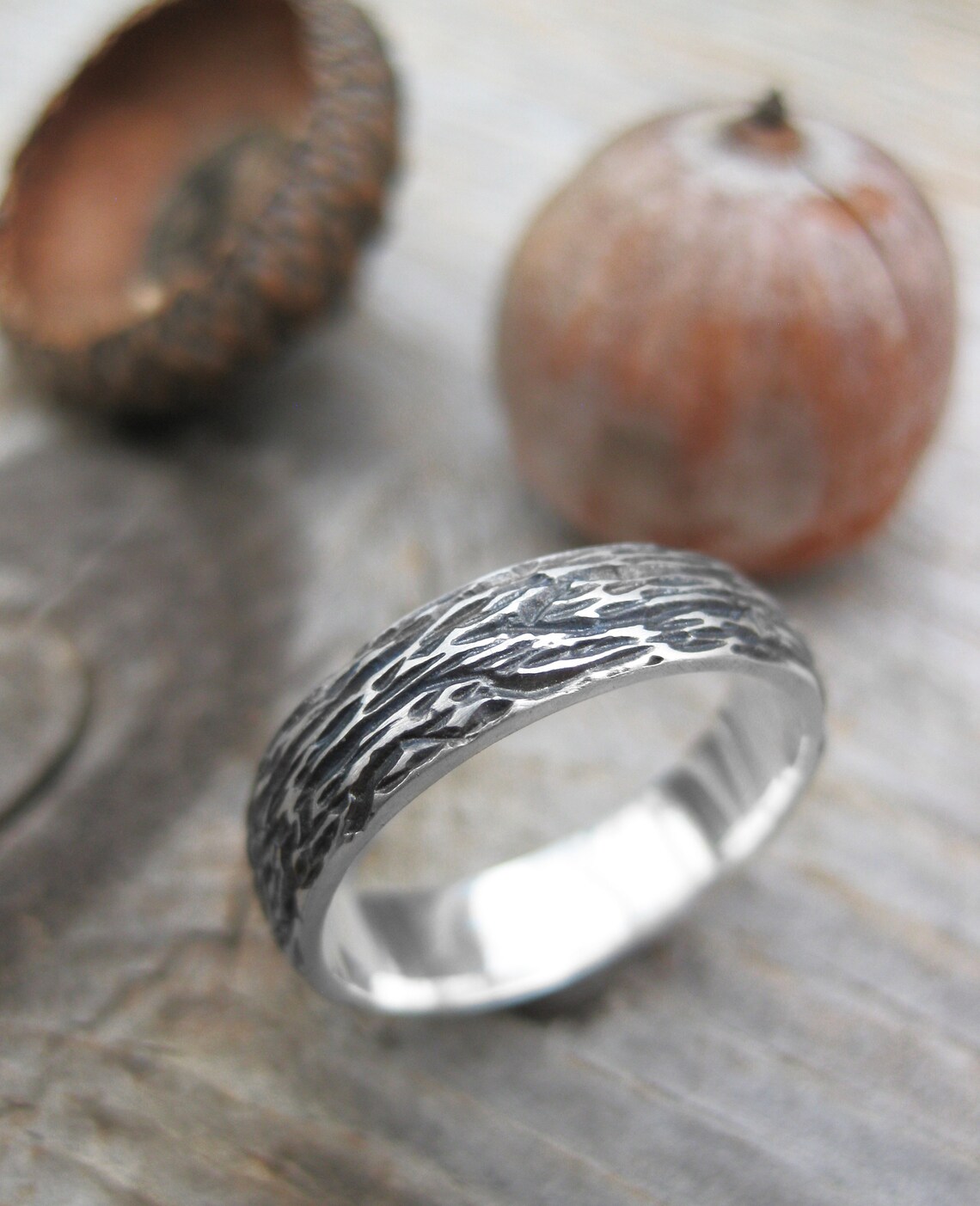 5mm OAK Wood Grain Wedding Band Sterling Silver Woodgrain Etsy