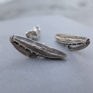 praying MANTIS ear climber stud oxidized insect jewelry sterling silver post earrings