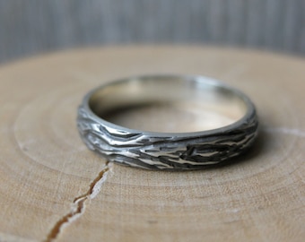 woodgrain ring THIN OAK sterling silver Made To Order size