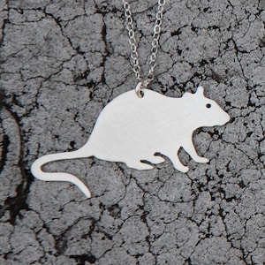 pet RAT urban pest handmade sterling silver silhouette necklace