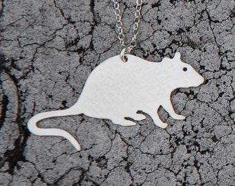 pet RAT urban pest handmade sterling silver silhouette necklace