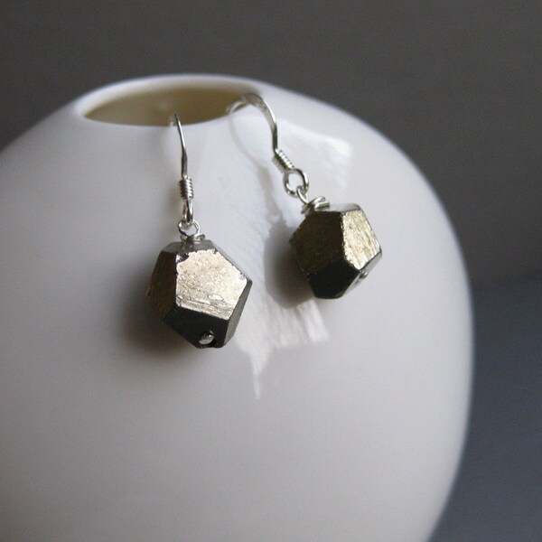 fools gold polyhedron earrings