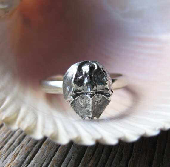 HORSESHOE CRAB Stacking Ring, Limulus Polyphemus Sterling