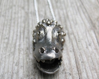 MONSTER solid white bronze and sterling silver necklace