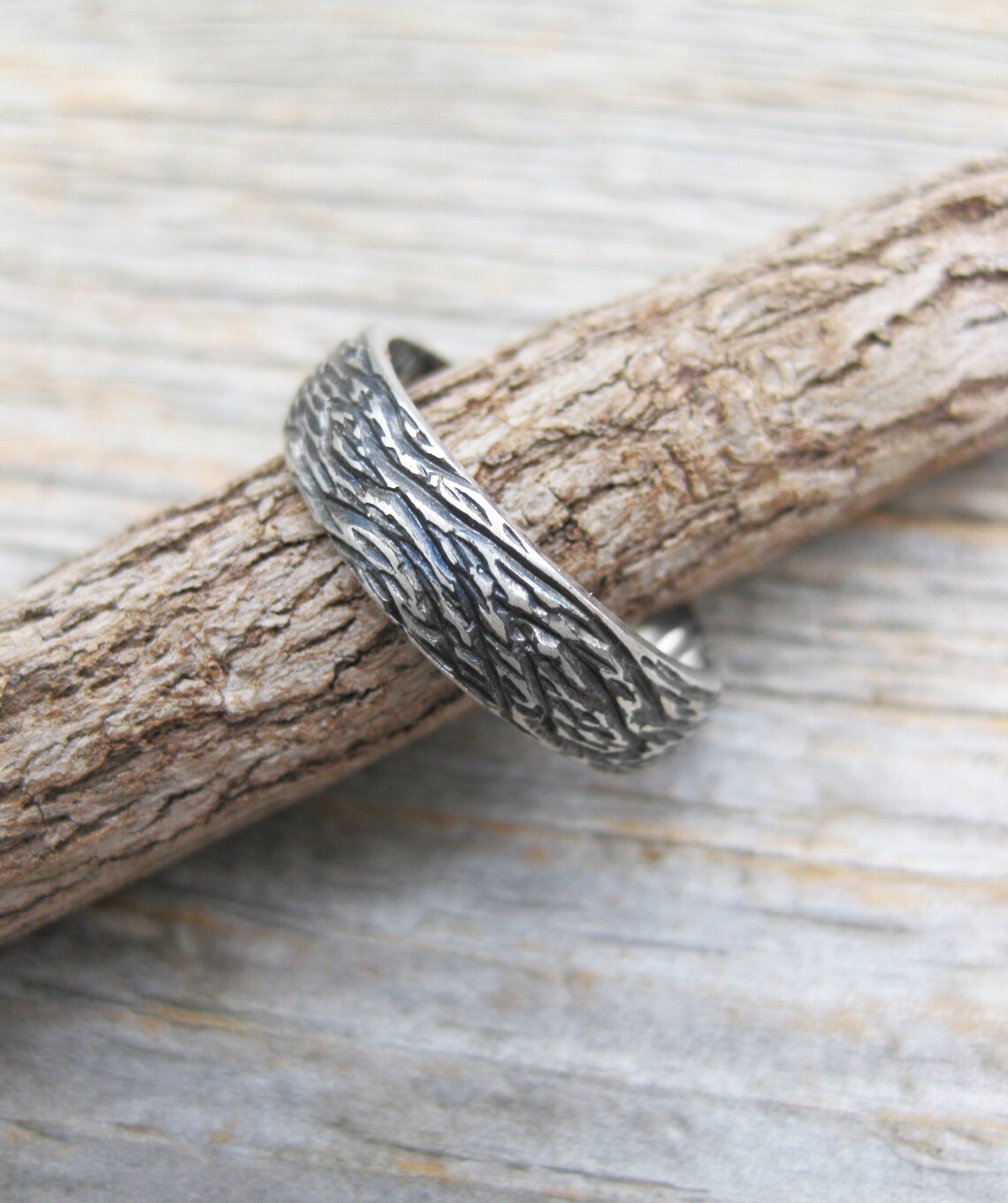 5mm OAK Wood Grain Wedding Band Sterling Silver Woodgrain Etsy