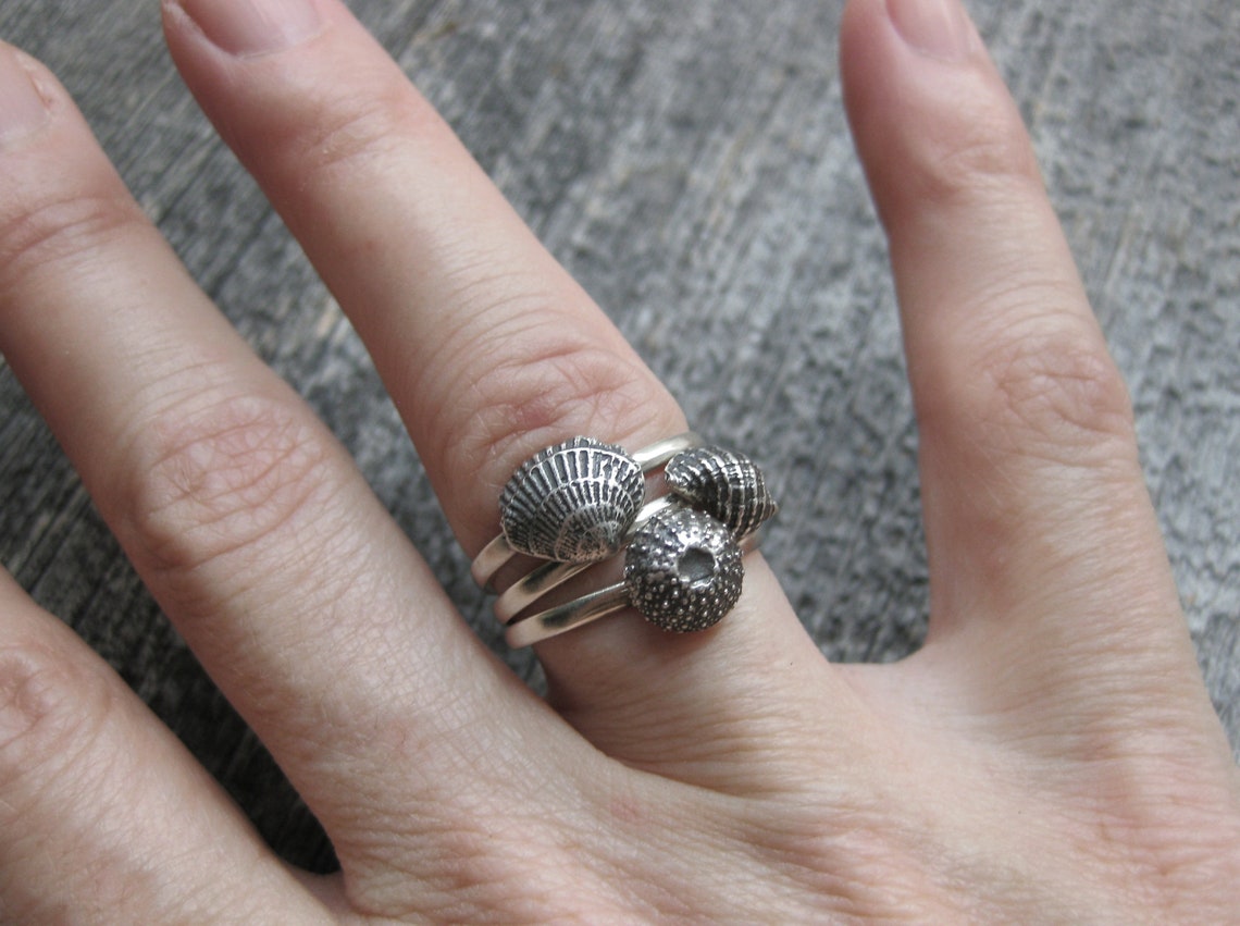 Seashell Stacking Rings Sterling Silver Make Your Own Stack Etsy