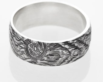 Branch ring mens woodgrain ring KNOTTY PINE sterling silver Made to Order