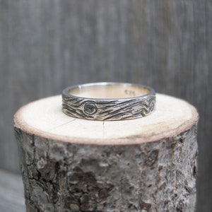BARNWOOD 4mm cedar woodgrain ring faux bois sterling silver wedding band Ready to Ship image 7
