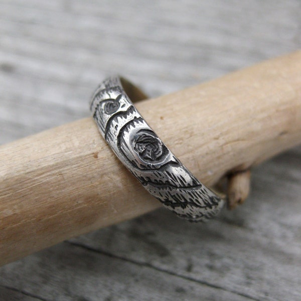 wood grain ring THIN PLYWOOD sterling 4mm woodland ready to ship