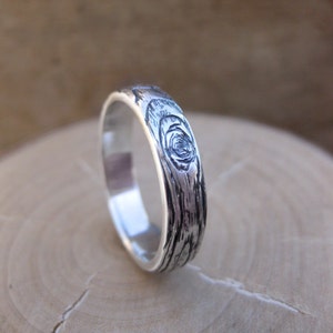 woodgrain ring MEDIUM PLYWOOD 5mm width made to order sterling silver image 2