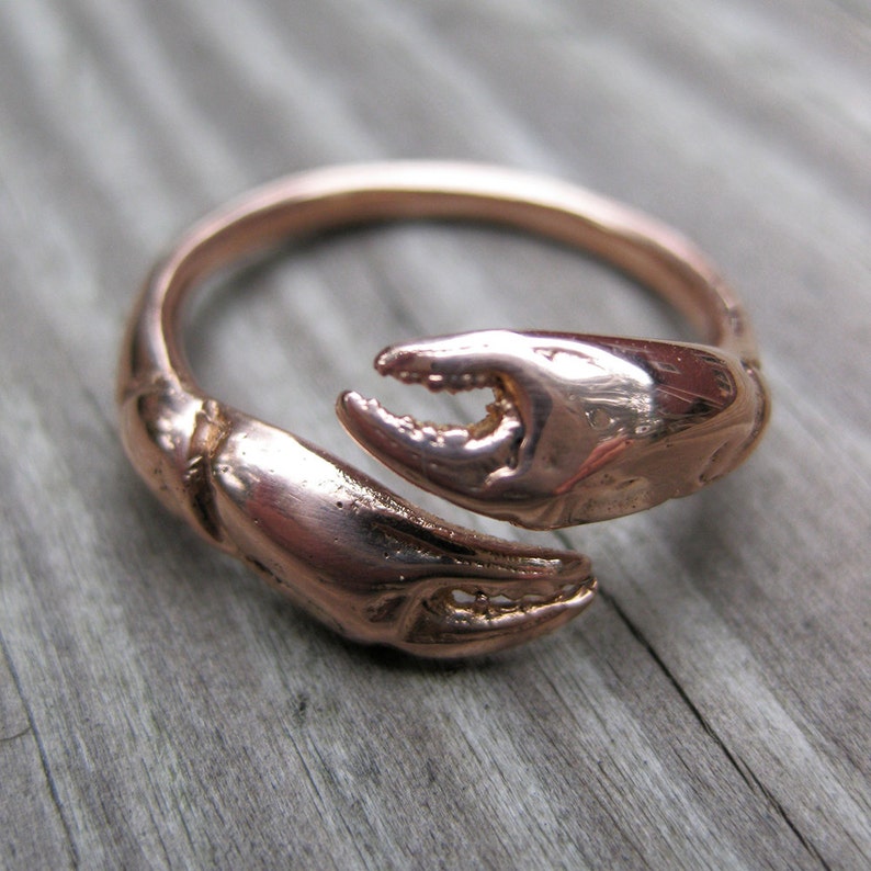 rose GOLD crab ring CLAW adjustable bypass ring sz 6 to 9 made to order cancer zodiac image 3