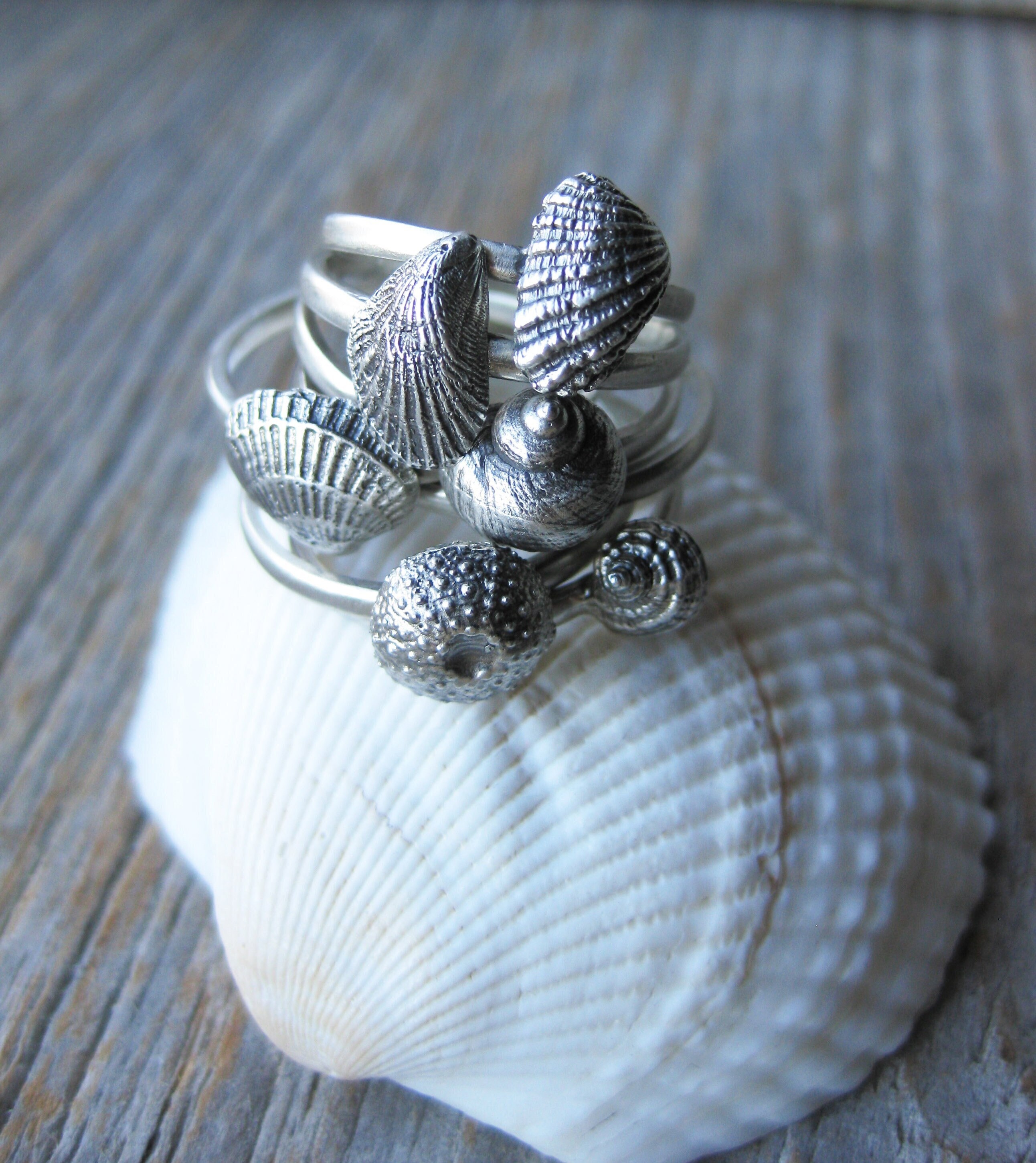 Studio Rings Sea Shell Seashell Stacking Rings Sterling Silver Make Your Own Stack Ready to ...