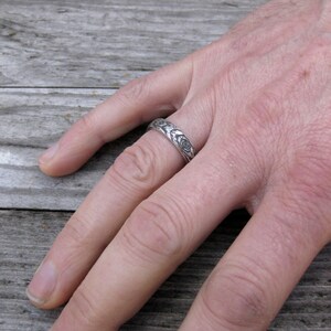 woodgrain ring MEDIUM PLYWOOD 5mm width made to order sterling silver image 5